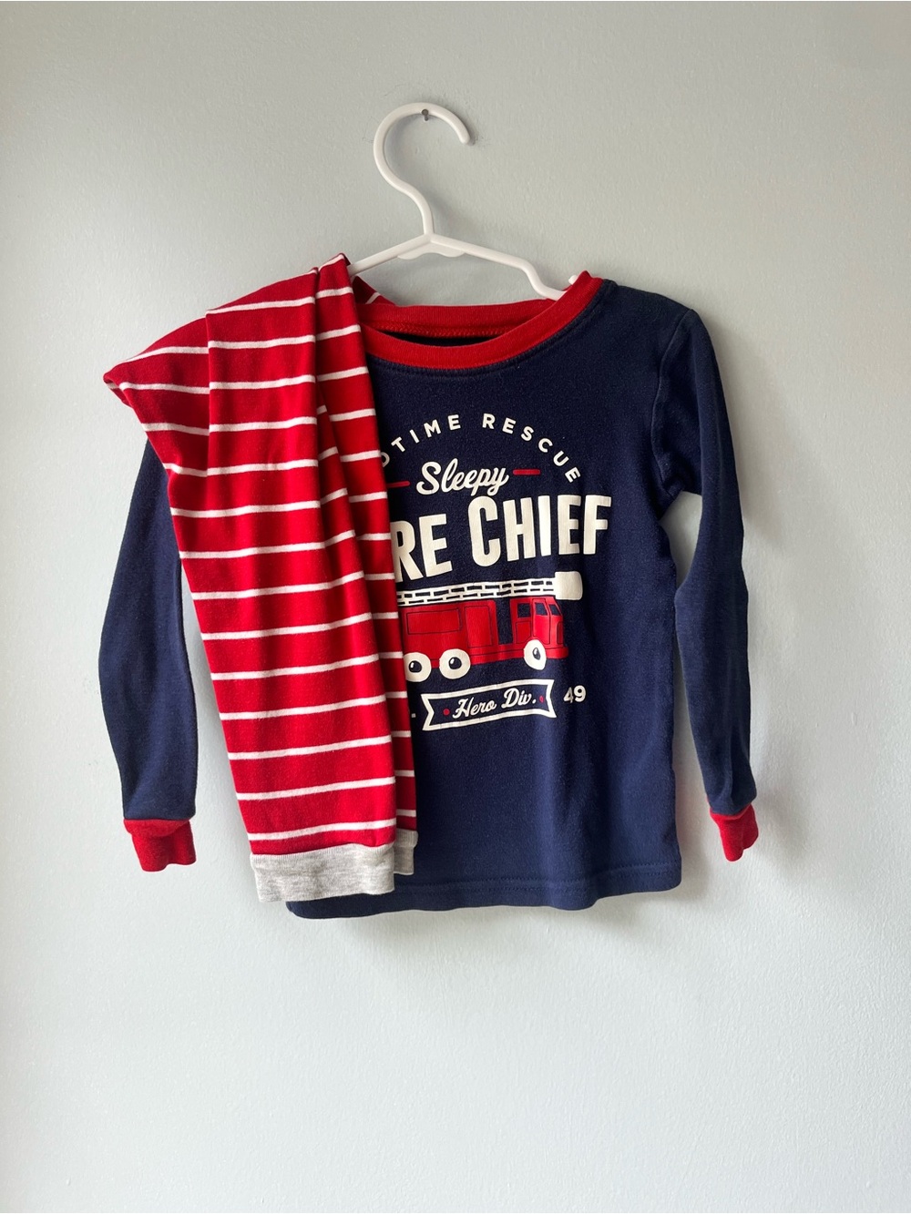 Carter's PJs Navy & Red Fire Chief Long Sleeve Pajama Top and Pants Set- Size 4t